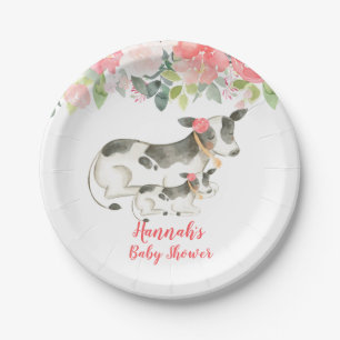 Plato de papel para baby shower de granja floral d