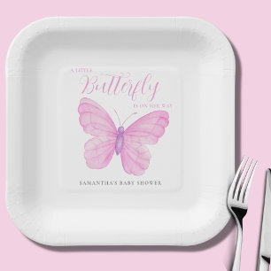 Plato de papel para baby shower de niña mariposa r