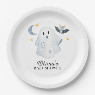 Plato de papel para baby shower de pequeño fantasm