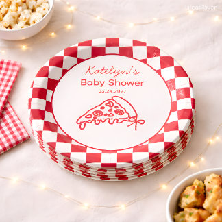 Plato de Papel para Baby Shower de Pizza Italiana