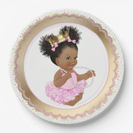 Plato de papel para baby shower de princesa afroam
