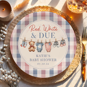 Plato de papel para baby shower de ropa tendida ro