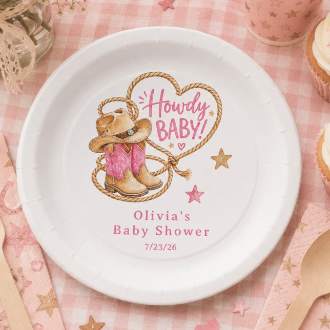 Plato de papel para baby shower de vaquera (Subido por el creador)