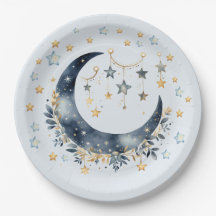 Plato de papel para baby shower Niño Estrellas de