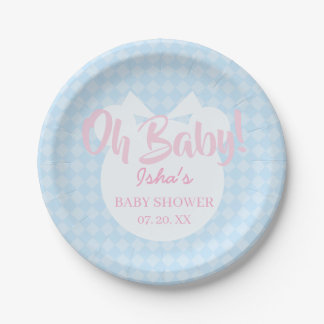 Plato de papel para baby shower Oh Baby Oso Azul C