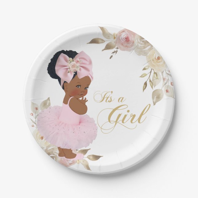Plato de papel para baby shower Princesa de Oro Ro (Anverso)