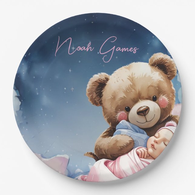 Plato de papel para bebé niño Twinkle Star (Anverso)