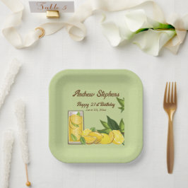 Plato de papel para bebida de limón de verano