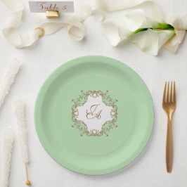 Plato de papel para boda barroco menta