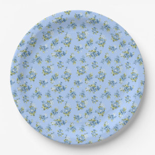 Plato de papel para boda Grandmillennial algo azul