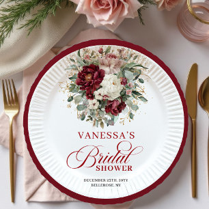 Plato de Papel para Brunch Nupcial Floral Dorado M