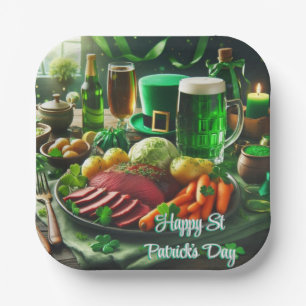 Plato de papel para cena feliz día de San Patricio
