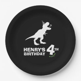Plato de papel para cumpleaños de dinosaurio
