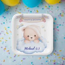 Plato de papel para cumpleaños personalizado con o