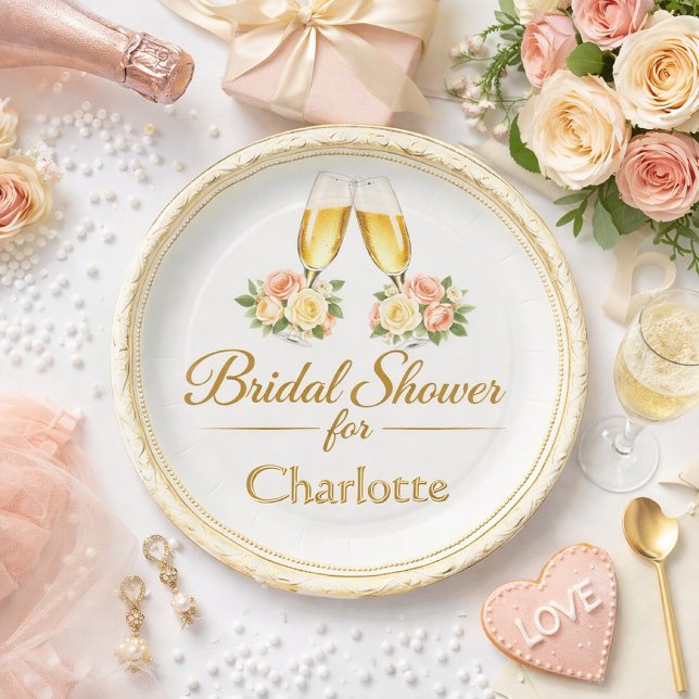 Plato de papel para desayuno de boda Champagne y R (Subido por el creador)