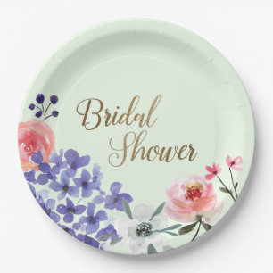 Plato de Papel para Desayuno Nupcial Floral Fiesta