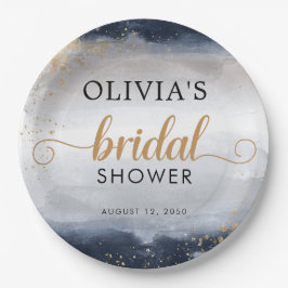 Plato de papel para despedida de soltera azul mari