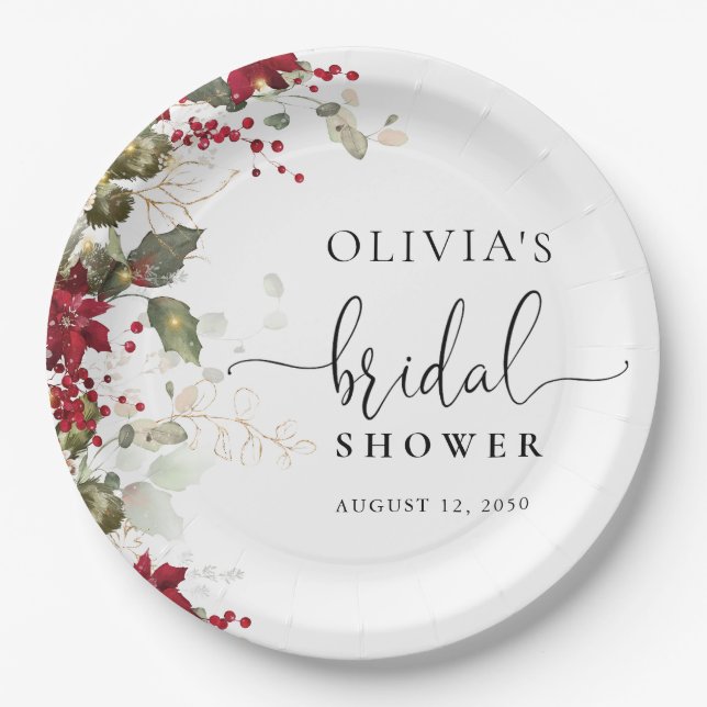 Plato de papel para despedida de soltera con flor  (Anverso)