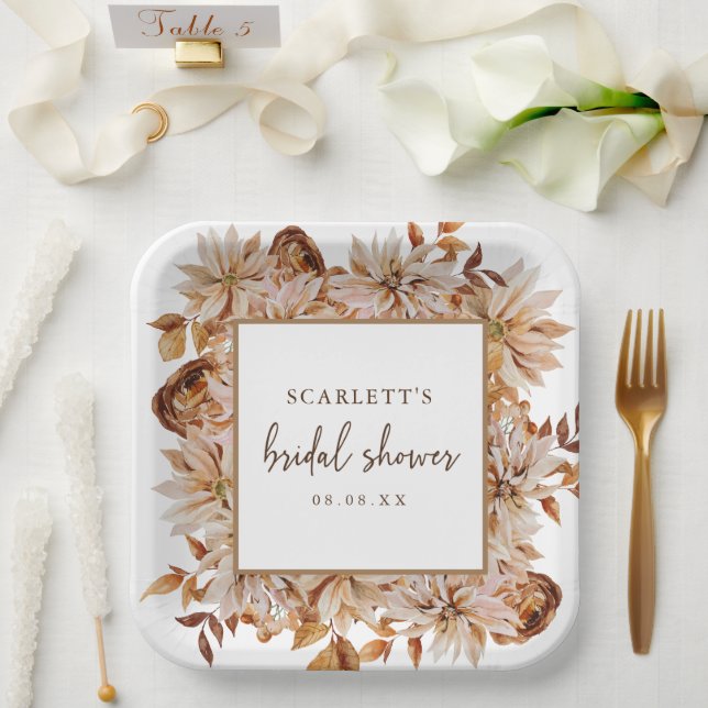 Plato de papel para despedida de soltera de otoño (Boda)
