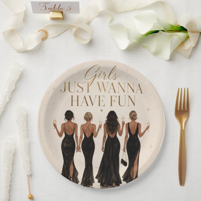 Plato de papel para despedida de soltera Girls Jus (Boda)