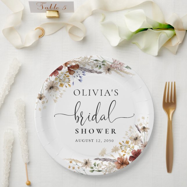 Plato de papel para despedida de soltera Tiny Wild (Boda)