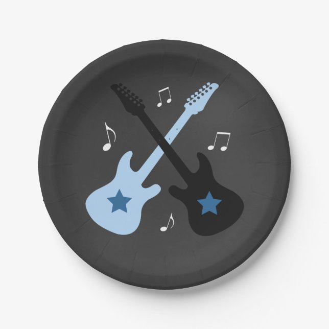 Plato de papel para ducha de bebé estrella de rock (Anverso)