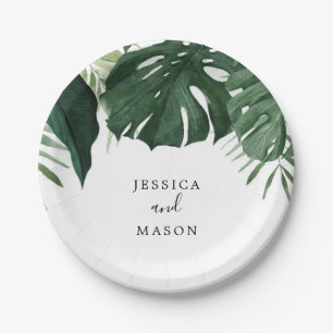 Plato de papel para ducha de boda Tropical Monster