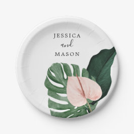 Plato de papel para ducha de boda tropical Monster