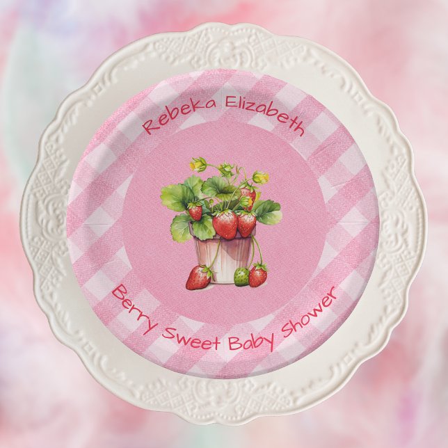 Plato de Papel para Ducha de Cuadros Rosados Dulce (Subido por el creador)