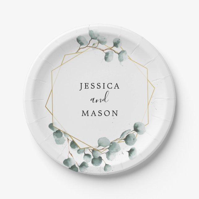Plato de papel para ducha de novia con vegetación  (Anverso)