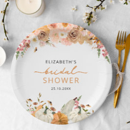 Plato de papel para ducha de novia de calabaza de 