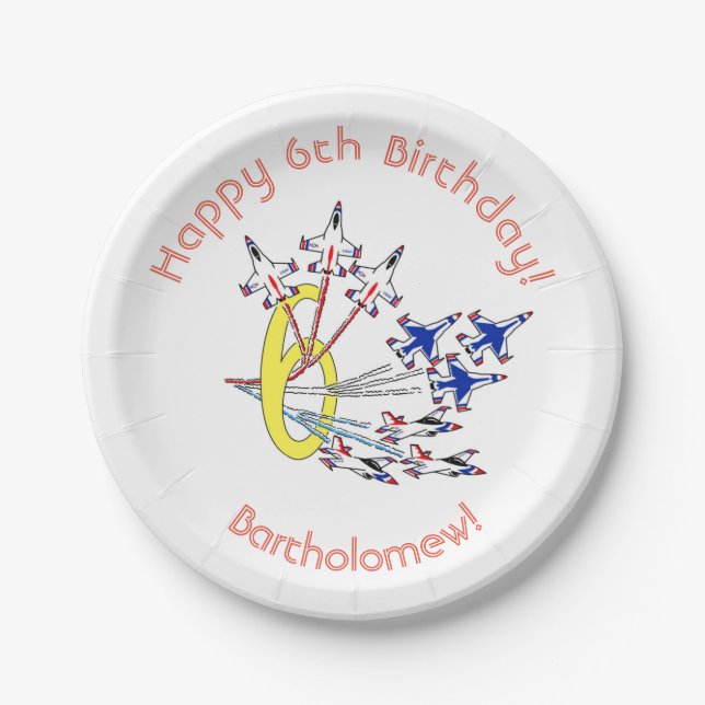 Plato de papel para el 6º cumpleaños de Thunderbir (Anverso)