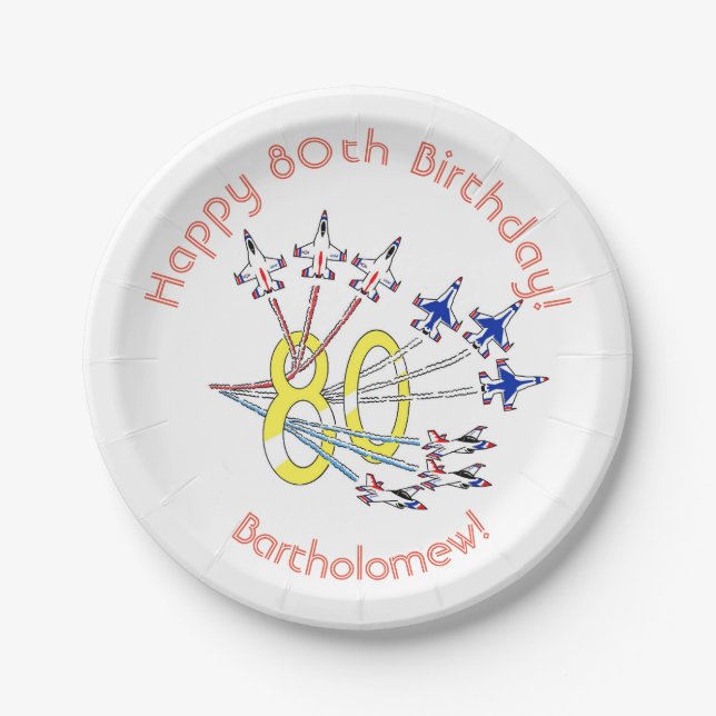 Plato de papel para el 80 cumpleaños de Thunderbir (Anverso)