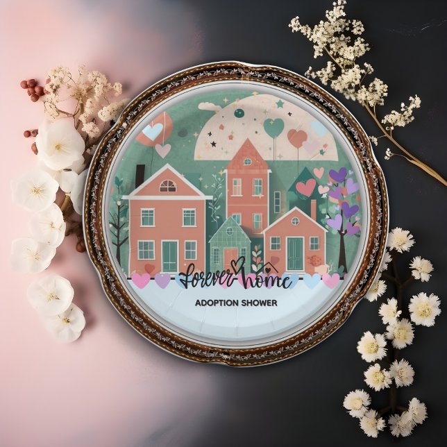 Plato De Papel Para el hogar Pastel Heart Adopción Ducha para el  (Subido por el creador)