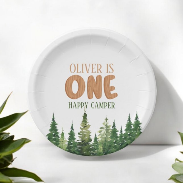 Plato de papel para el primer cumpleaños del bosqu (Subido por el creador)