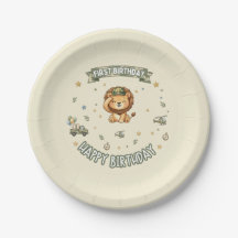 Plato de papel para el primer cumpleaños del León