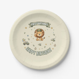 Plato de papel para el primer cumpleaños del León
