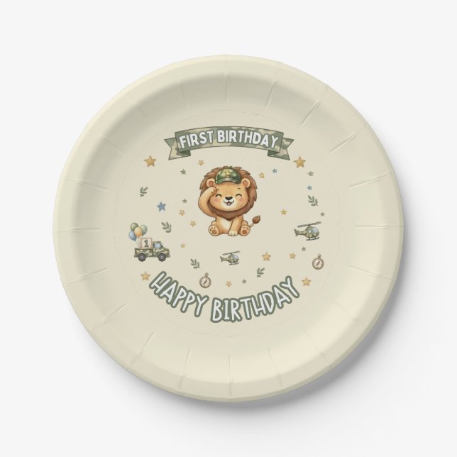 Plato de papel para el primer cumpleaños del León  (Anverso)