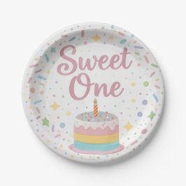 Plato de papel para el primer cumpleaños Sweet One