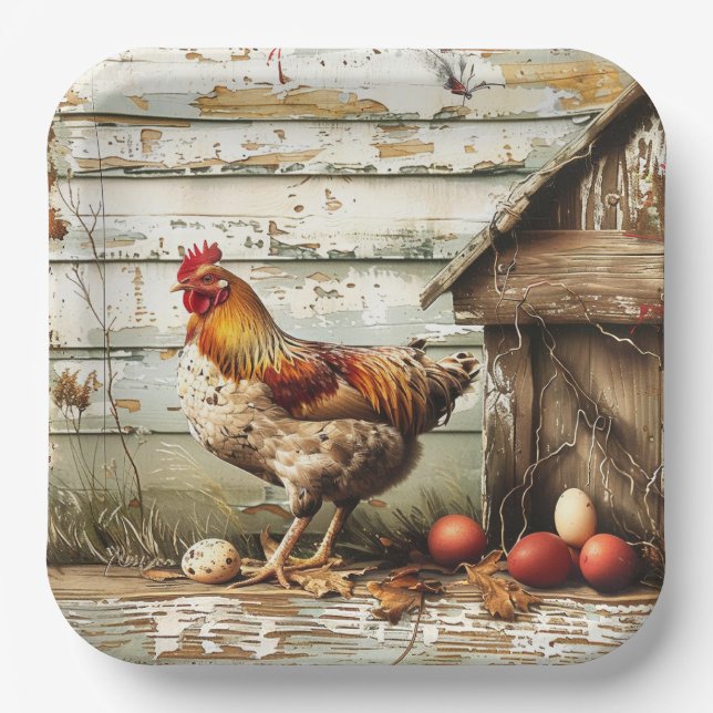 Plato de Papel para Fiesta Cluckin Bueno (Anverso)