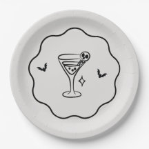Plato de papel para fiesta con cráneo de Martini d