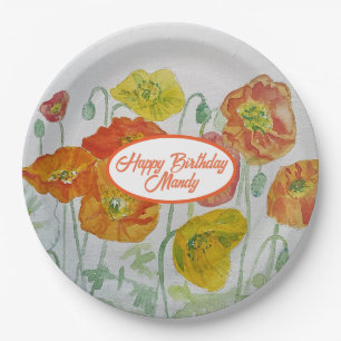 Plato de papel para fiesta con estampado de flores