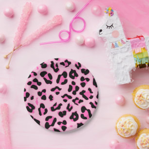 Plato de papel para fiesta con estampado de piel d