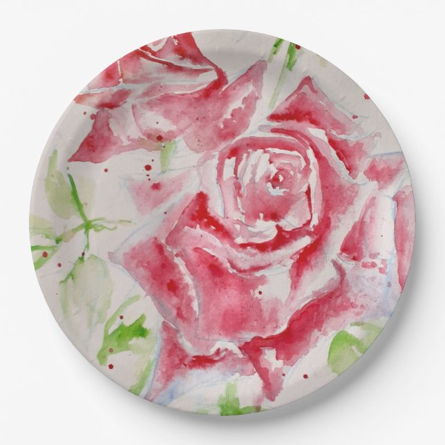 Plato de papel para fiesta con patrón de flores de (Anverso)