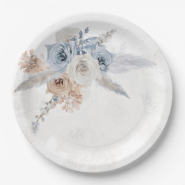 Plato de Papel para Fiesta de Boda Floral Beige Az
