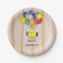 Plato de papel para fiesta de cumpleaños con globo