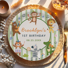 Plato de papel para fiesta de cumpleaños de animal