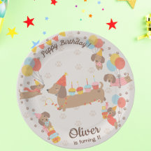 Plato de papel para fiesta de cumpleaños de cachor