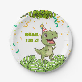 Plato de papel para fiesta de cumpleaños de dinosa