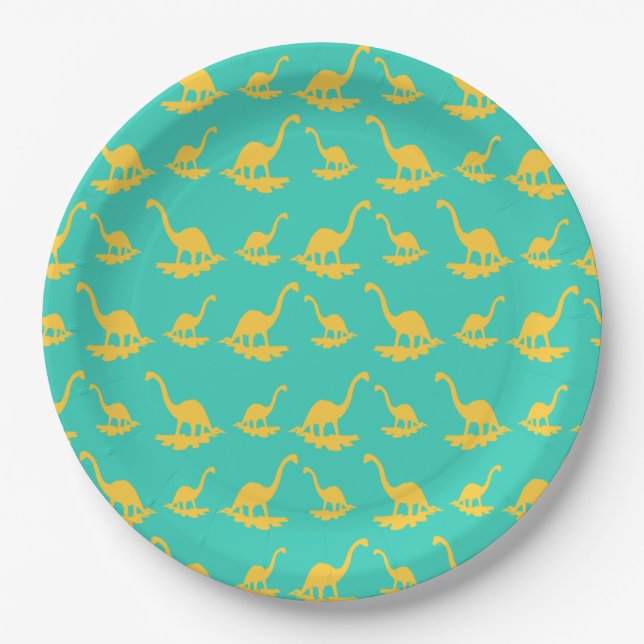 Plato de papel para fiesta de cumpleaños de Dinosa (Anverso)